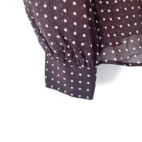 NILI LOTANNicole Espresso Dot Print Silk Blouse Sz Xs - Picture 9 of 14